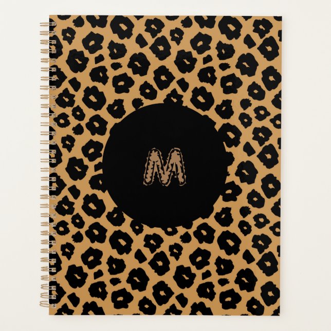 Poster de animal sauvage léopard + Monogramme (Devant)