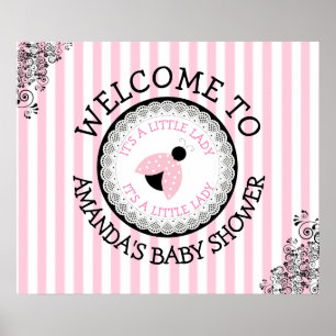 Poster de Baby shower de coccinelle rose personnal