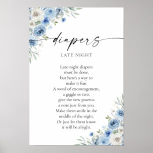 Poster de Baby shower en ivoire bleu Dusty