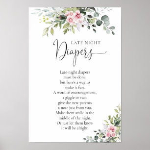 Poster de Baby shower rose vif vert