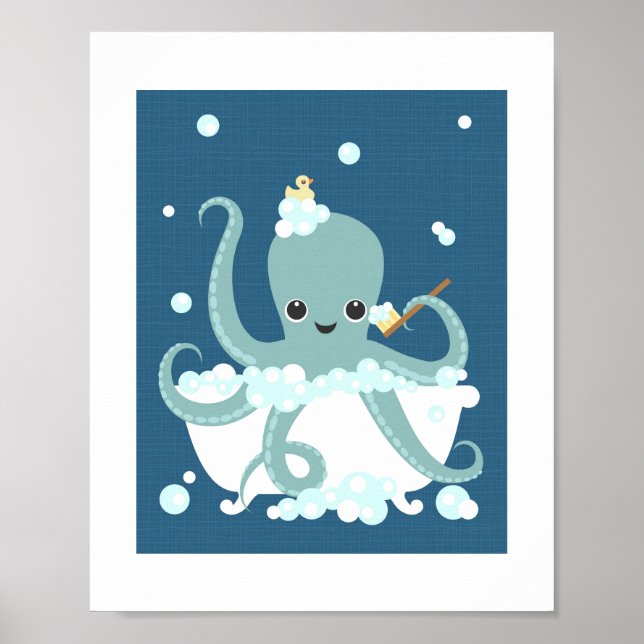 Poster de bain bulle Octopus Imprimer (Devant)