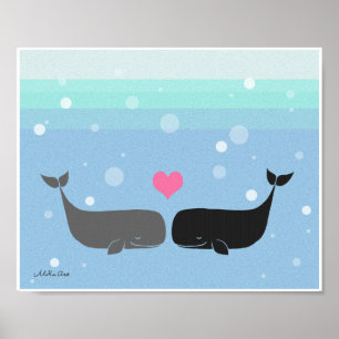 Poster de baleines mignonne baleines Couple océan 