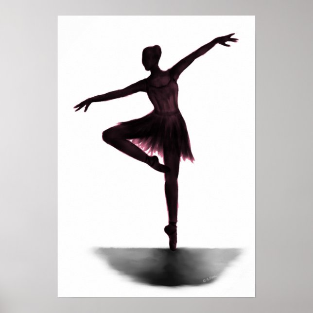 Poster de ballerine "Grace" - rose (Devant)