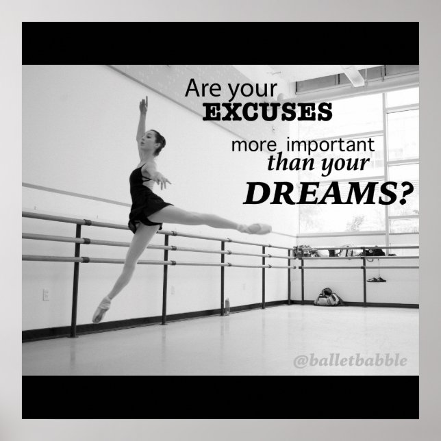 Poster de ballet motivationnel Dreams 24x24 (Devant)