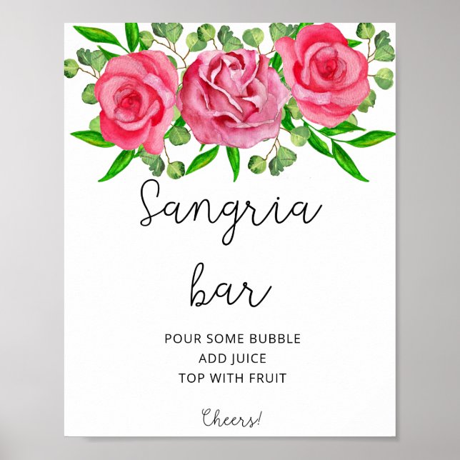 Poster de bar à sangria florale aquarelle (Devant)