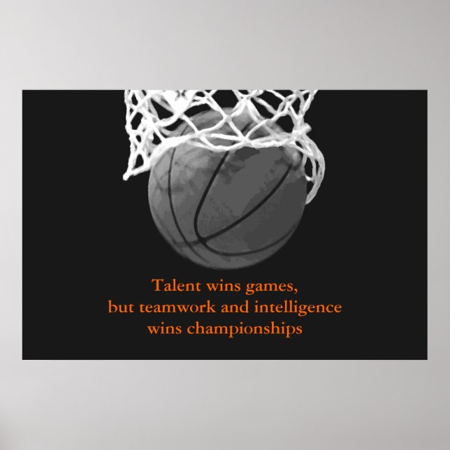 Poster de basket-ball en blanc noir (Devant)