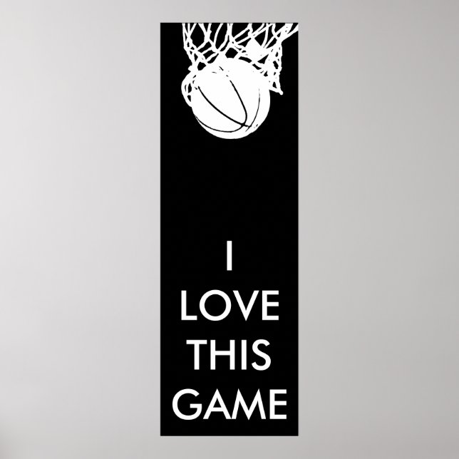 Poster de basket-ball noir et blanc panoramique (Devant)