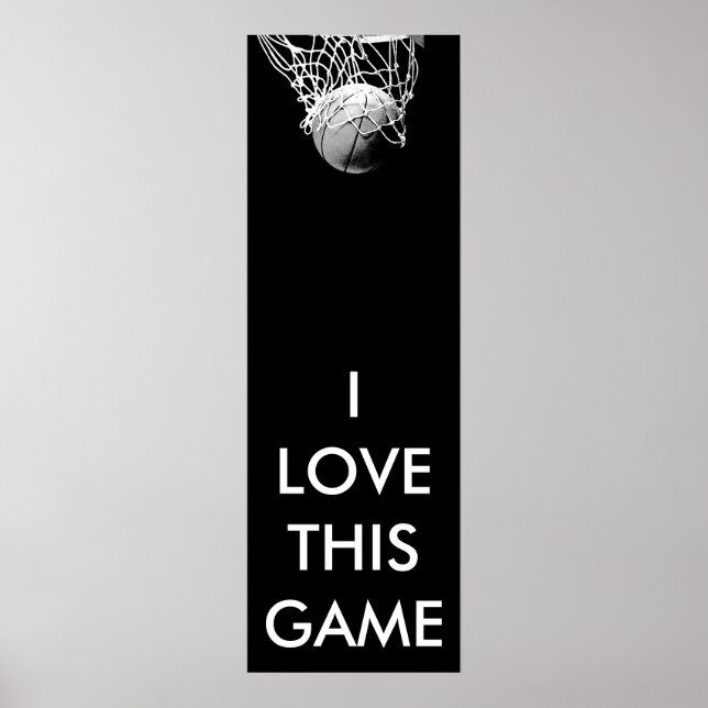 Poster de basket-ball noir et blanc panoramique (Devant)
