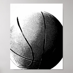 Poster de basketball Black White Sports Imprimer