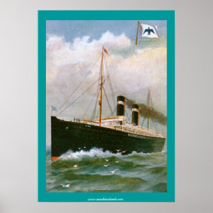 Poster de bateau à vapeur Ancre Line