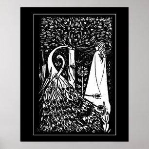 Poster de Beardsley Lady & Peacococs Imprimer