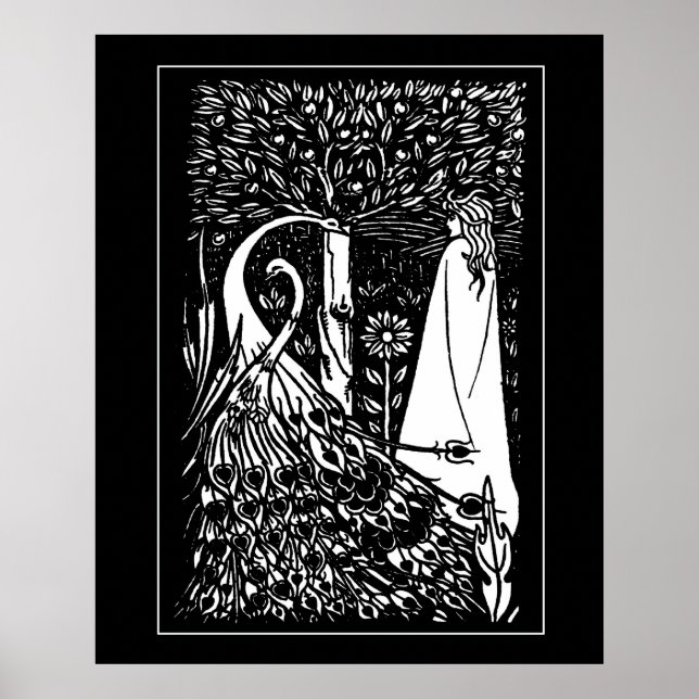Poster de Beardsley Lady & Peacococs Imprimer (Devant)