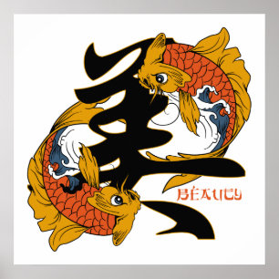 Poster de beauté Kanji Koi Fish