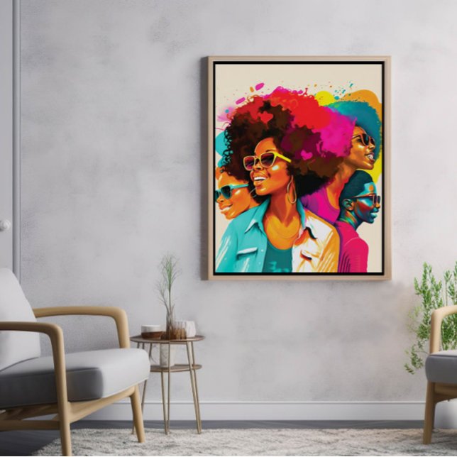 Poster De beaux sourires de femmes noires (Wall Art Mock Up)