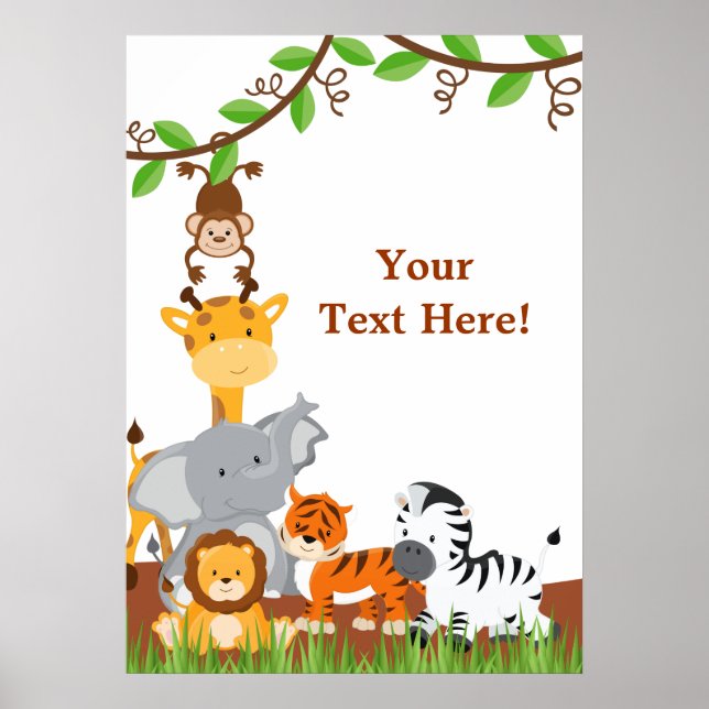 Poster de Bébés Animaux de la Jungle mignonne (Devant)