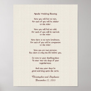 Poster de bénédiction du Mariage Apache 11" x 14" 