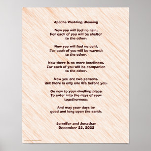 Poster de bénédiction du Mariage Apache 11" x 14" 