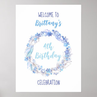 Poster de bienvenue d'anniversaire congelé