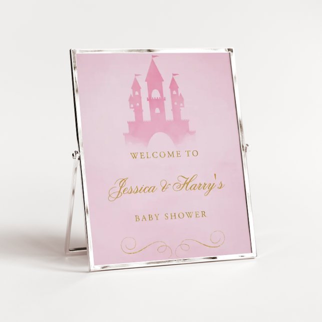 Poster de bienvenue de Baby shower de fille de châ (Créateur téléchargé)