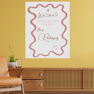 Poster de bienvenue de Fête des mariées rose éléga