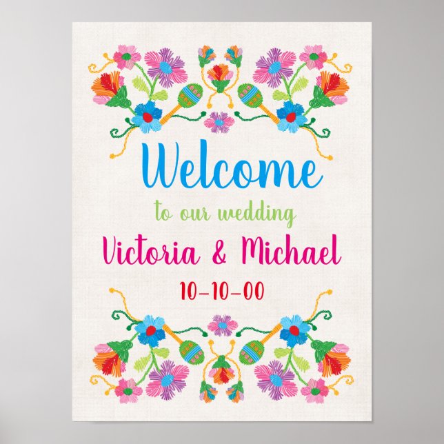Poster de bienvenue de la Broderie de Fiesta mexic (Devant)