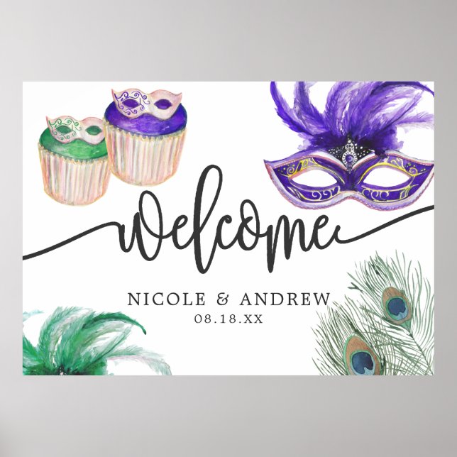 Poster de bienvenue de la douche de Mardi Gras Cou (Devant)