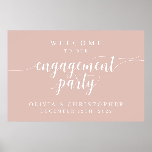 Poster de bienvenue de la fête d'engagement rose (Devant)