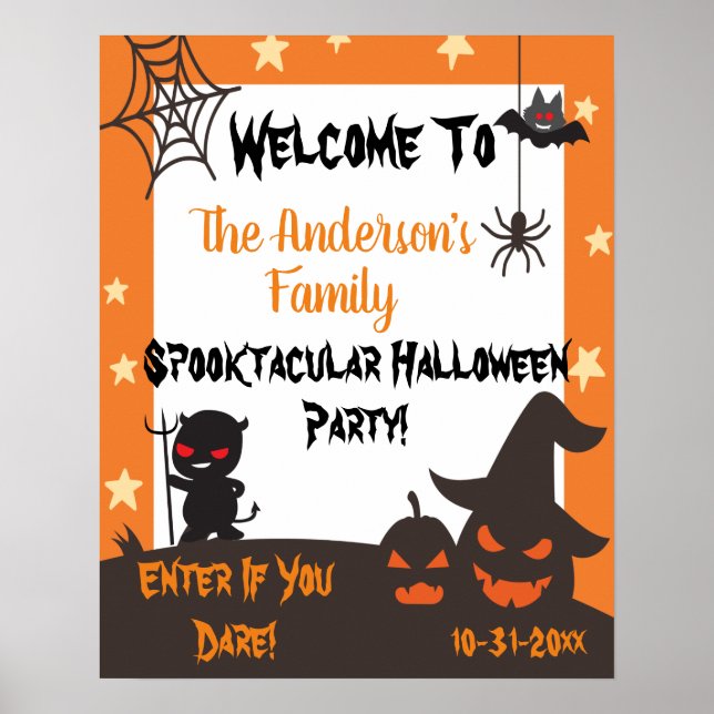 Poster de bienvenue de la fête d'Halloween éffraya (Devant)