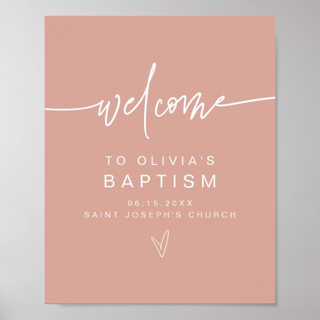 Poster de bienvenue de MARLO Modern Blush Pink Bap (Devant)