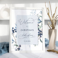 Poster de bienvenue du Baby shower Berry Sweet Blu