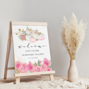 Poster de bienvenue du Baby shower Citrouille d'or