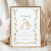 Poster de bienvenue du Baby shower de fille d'oie