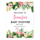 Poster de bienvenue du Baby shower de Flamant rose