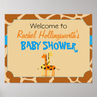 Poster de bienvenue du Baby shower de la Giraffe B