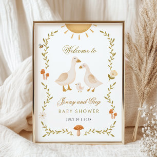 Poster de bienvenue du Baby shower d'oie vintage