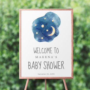 Poster de bienvenue du Baby shower Moon and Stars