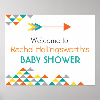 Poster de bienvenue du Baby shower tendance Tribal