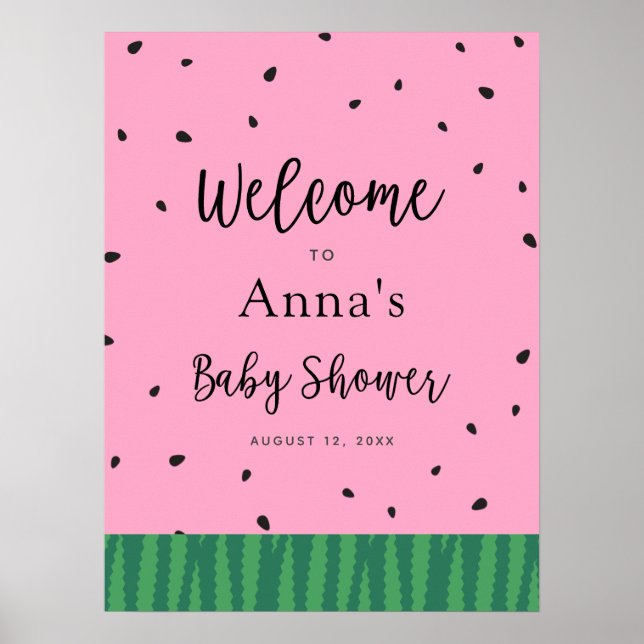 Poster de bienvenue du Baby shower Watermelon (Devant)