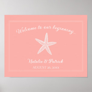 Poster de bienvenue du Mariage Coral Starfish