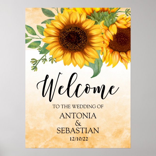 Poster de bienvenue du Mariage de tournesol (Devant)