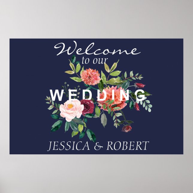 Poster de bienvenue du Mariage Floral Chic (Devant)