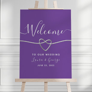 Poster de bienvenue du Mariage moderne Silver Purp