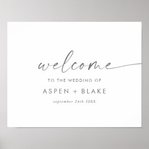 Poster de bienvenue du Mariage moderne Silver Scri