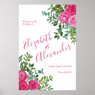 Poster de bienvenue du Mariage rose vif