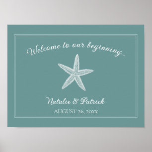 Poster de bienvenue du Mariage turquoise Starfish