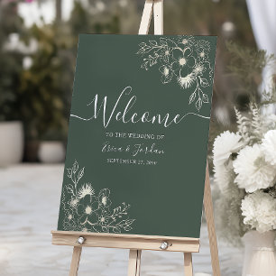 Poster de bienvenue du Mariage vert vintage