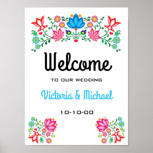 Poster de bienvenue Floral Fiesta Mexicaine