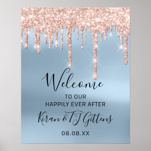 Poster de bienvenue mariage Rose Gold Drives Bleu