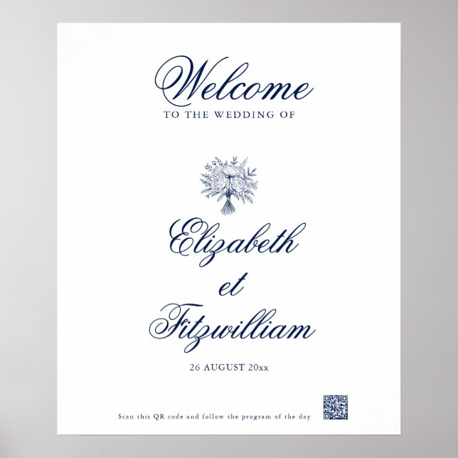 Poster de bienvenue minimaliste de Bouquet de mari (Devant)