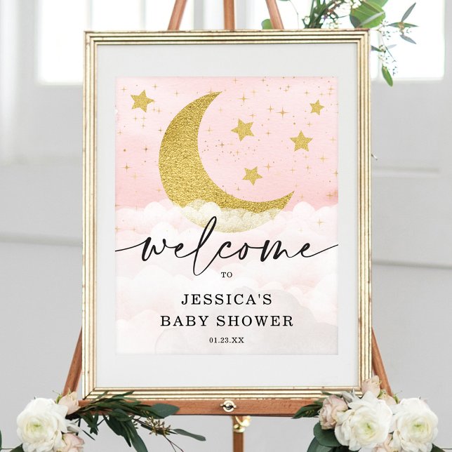 Poster de bienvenue sur la lune de fille Baby show (Créateur téléchargé)